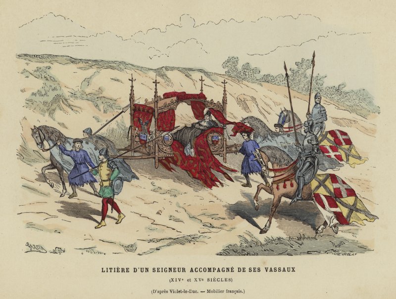Vasallarının eşlik ettiği bir asilzade çöpü, 14. veya 15. Yüzyıl by French School