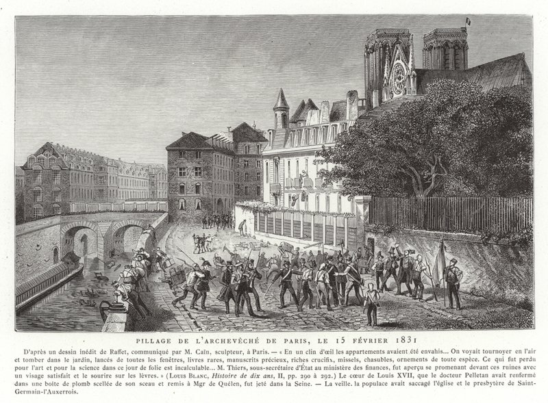Paris Başpiskoposunun sarayının yağmalanması, 15 Şubat 1831 by French School