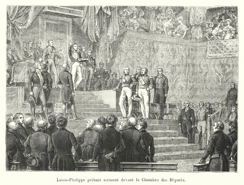 Louis-Philippe Temsilciler Meclisi önünde yemin ederken by French School