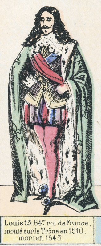 Louis 13, 64e roi de France, monte sur le Trone en 1610, mort en 1643 (coloured engraving) by French School