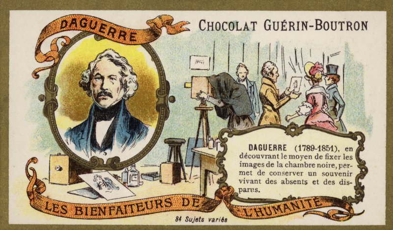 Louis Daguerre, Fransız fotoğraf öncüsü (chromolitho) by French School