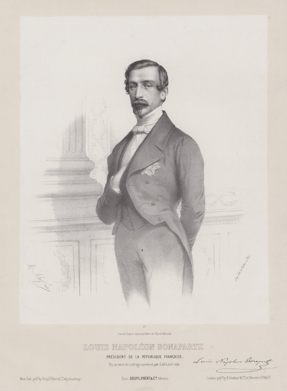 Louis Napoleon Bonaparte, Fransa Cumhuriyeti Cumhurbaşkanı, c1848 (lito) by French School