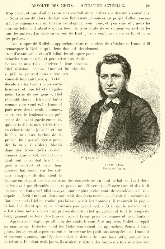 Louis Riel , Kanadalı politikacı ve Kanada çayırlarının Metis halkının lideri by French School