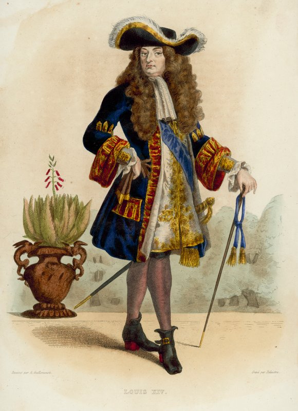 Louis XIV (renkli gravür) by French School