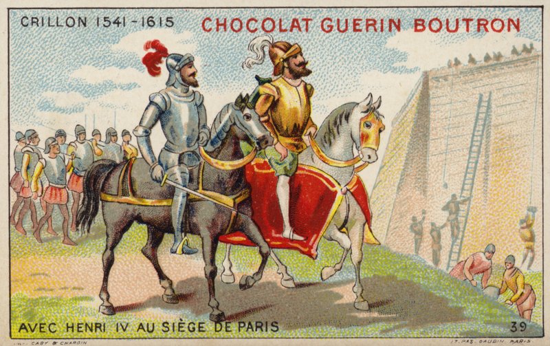 Louis des Balbes de Berton de Crillon, Fransız askeri, Kral IV. Henry ile Paris Kuşatması'nda (chromolitho) by French School