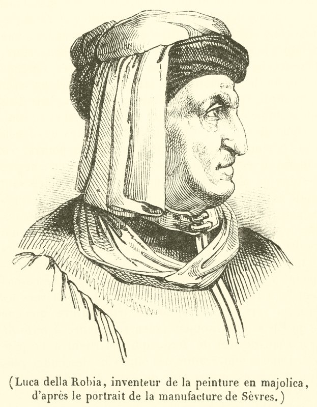 Luca della Robia, Mayolika resminin mucidi (gravür) by French School