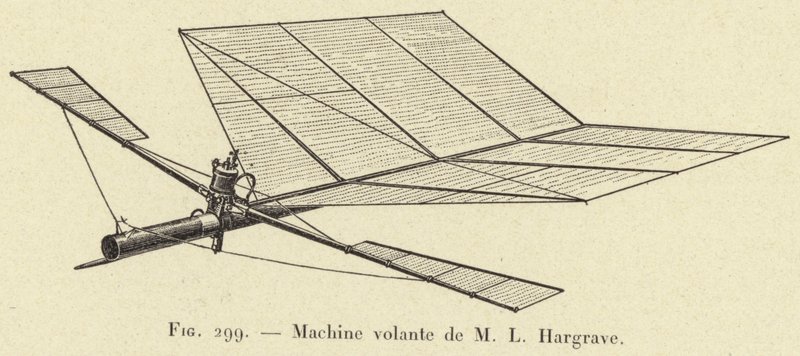 Makine volante de M L Hargrave (gravür) by French School