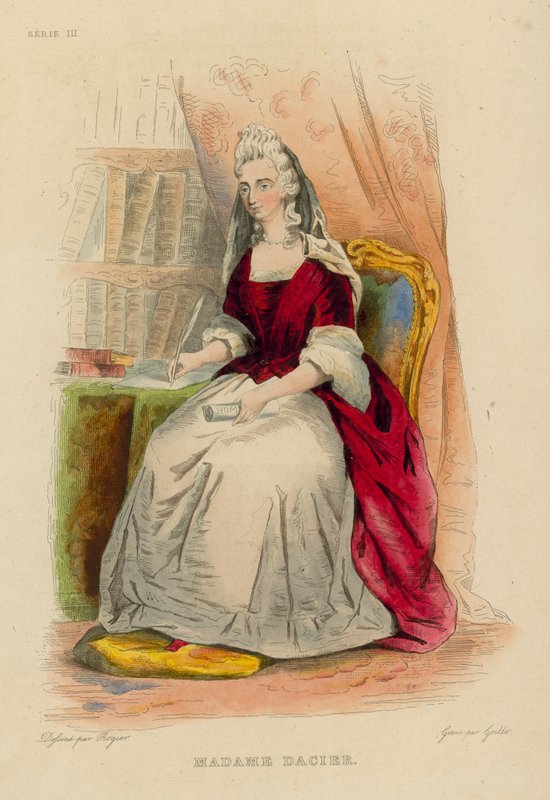 Madam Dacier (renkli gravür) by French School