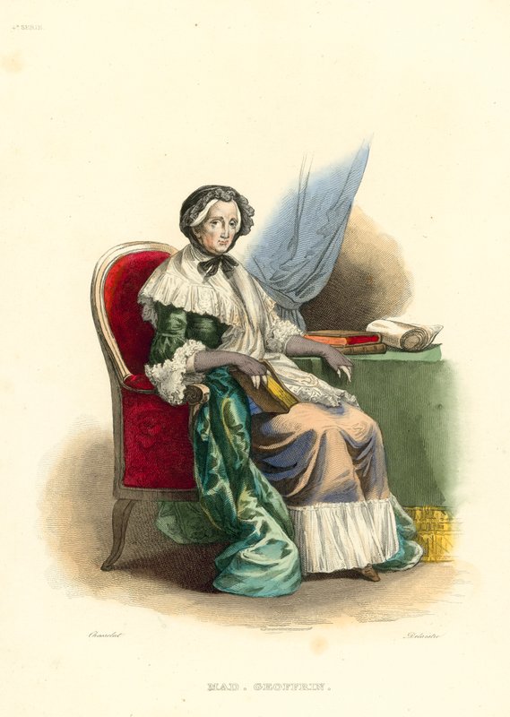 Madam Geoffrin (renkli gravür) by French School
