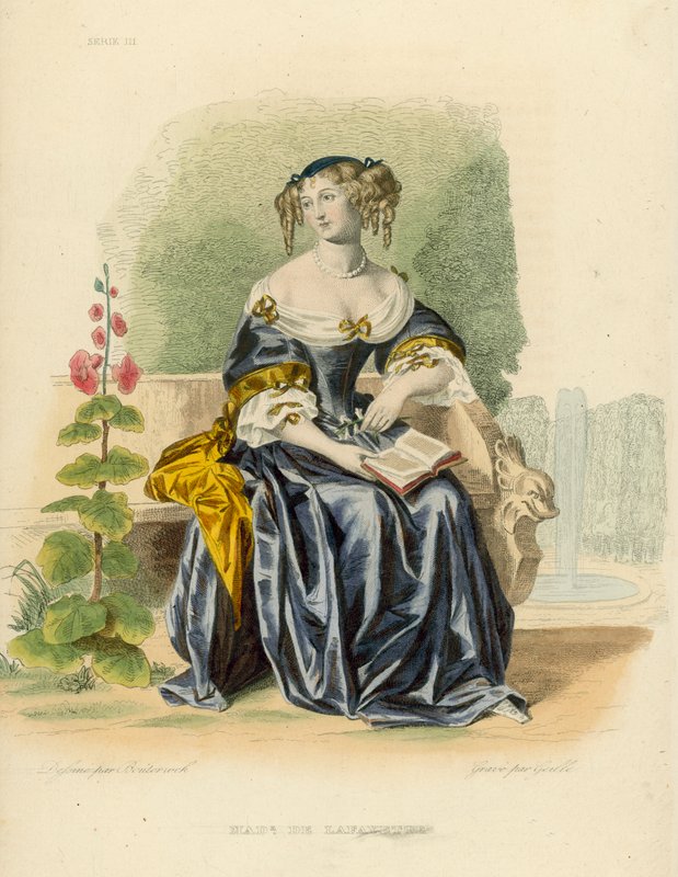 Madame de La Fayette (renkli gravür) by French School