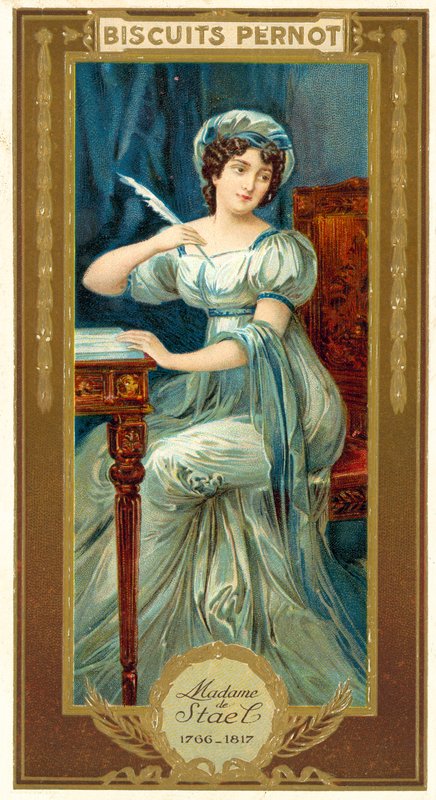 Madame de Stael, Fransız yazar (chromolitho) by French School