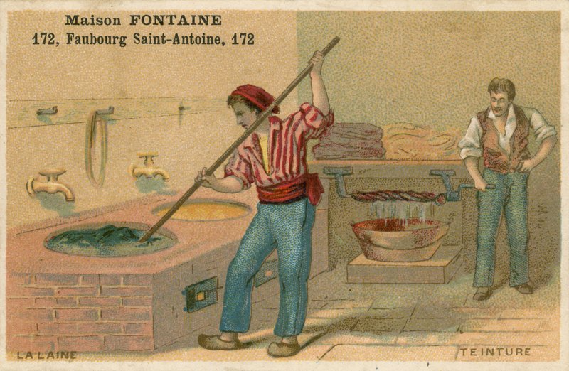 Maison Fontaine ticaret kartı, yün boyama by French School