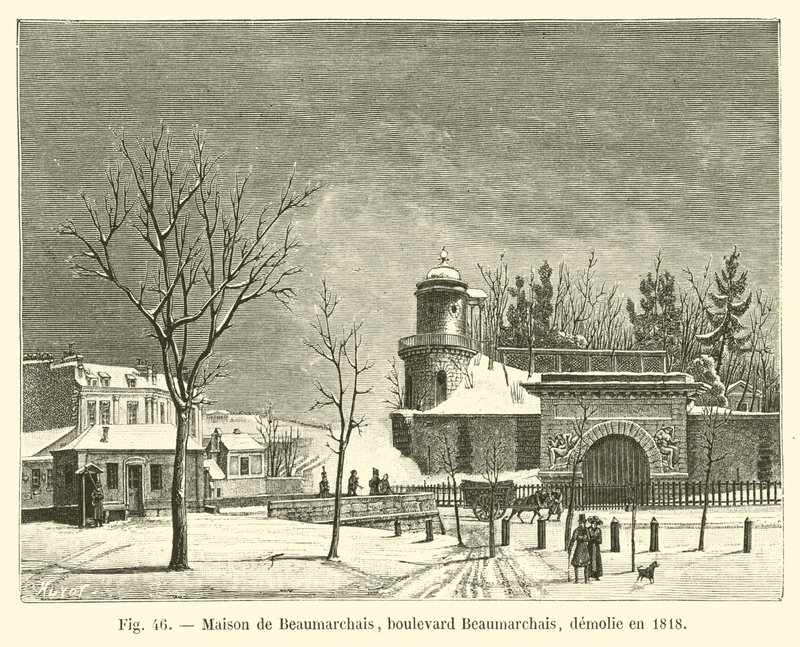 Maison de Beaumarchais, Boulevard Beaumarchais, 1818