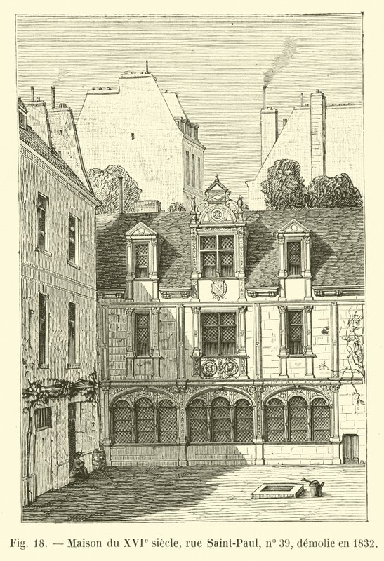 16. yüzyıldan kalma ev, rue Saint-Paul, no 39, 1832