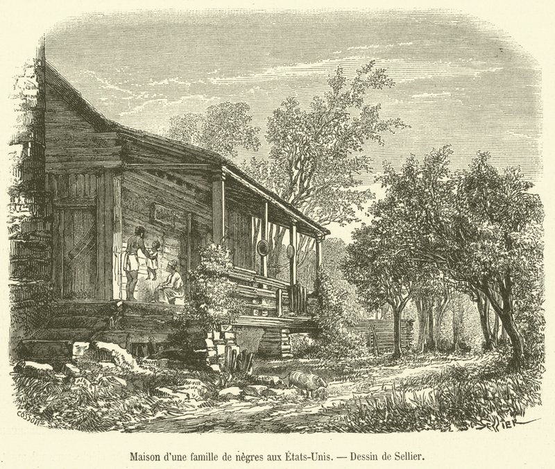 Amerika Birleşik Devletleri'nde siyahi bir ailenin evi (gravür) by French School