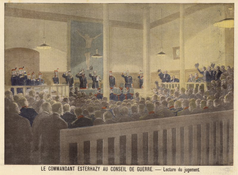 Askeri mahkeme huzurunda Binbaşı Esterhazy by French School