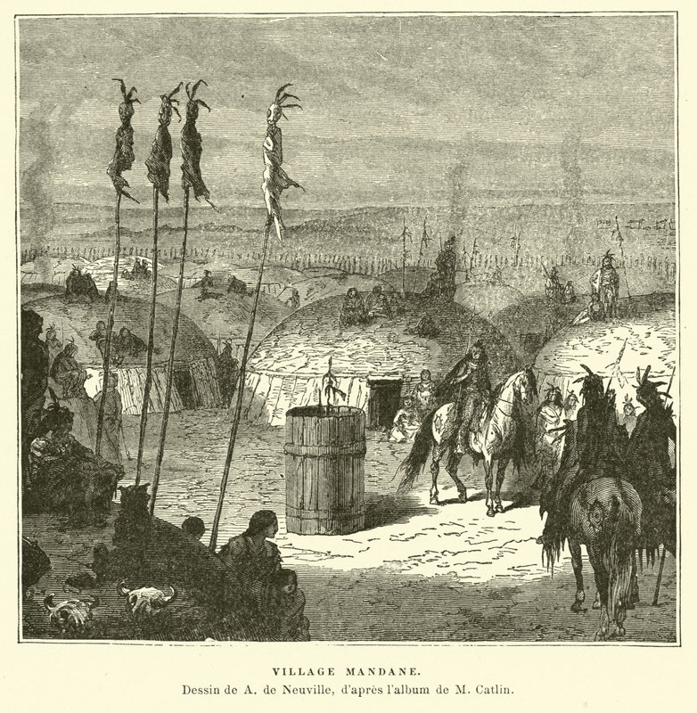 Mandan köyü, Kuzey Amerika by French School