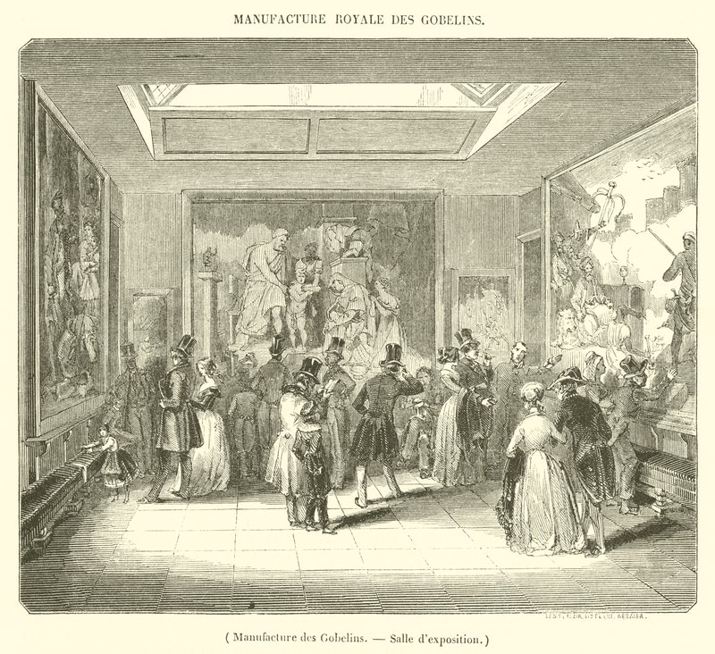 Üretim des Gobelins, Sergi odası (gravür) by French School