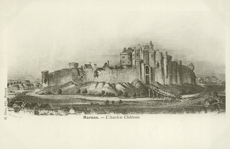 Marans, antik şato (gravür) by French School