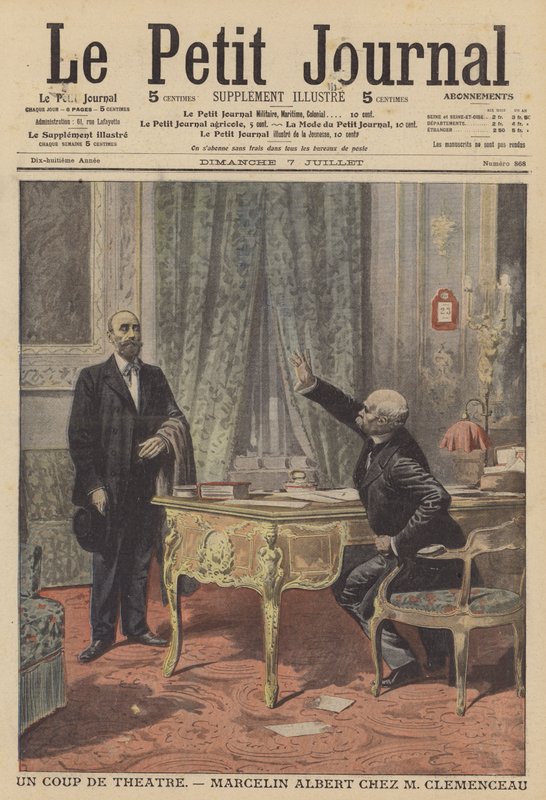 Marcelin Albert, Fransa Başbakanı Georges Clemenceau ile görüşüyor (renkli taş) by French School