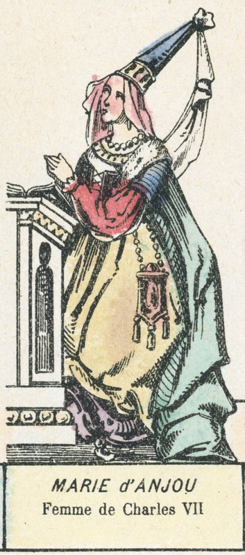 Marie d'Anjou, Charles VII'nin Karısı (renkli gravür) by French School