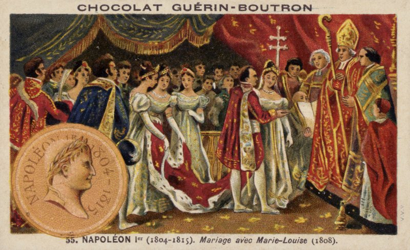 Napolyon ve Avusturyalı Marie Louise'in evliliği (chromolitho) by French School