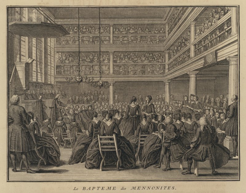 Mennonit vaftiz töreni (gravür) by French School