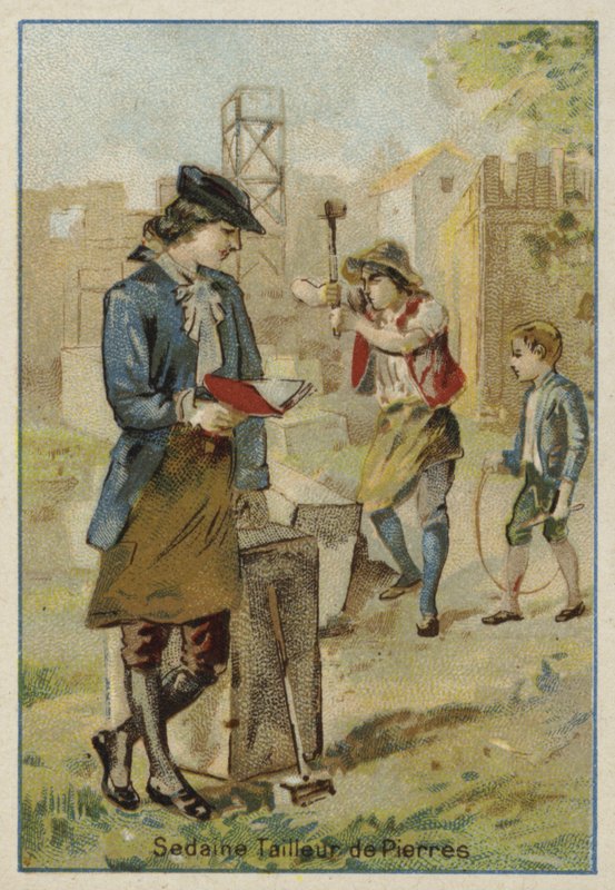 Michel-Jean Sedaine, Fransız oyun yazarı ve libretto yazarı, gençliğinde taş işçisi olarak çalışıyor. by French School