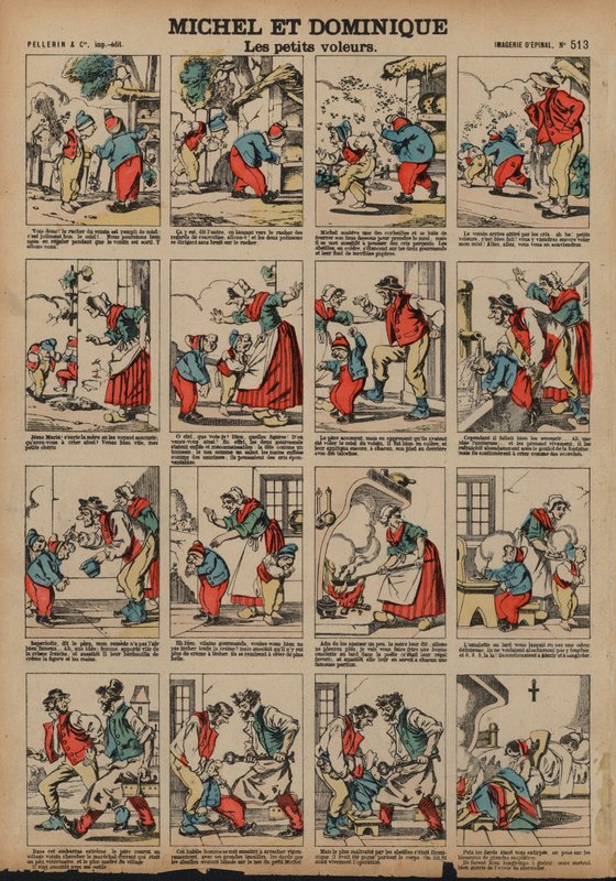 Michel ve Dominique, küçük hırsızlar (renkli gravür) by French School