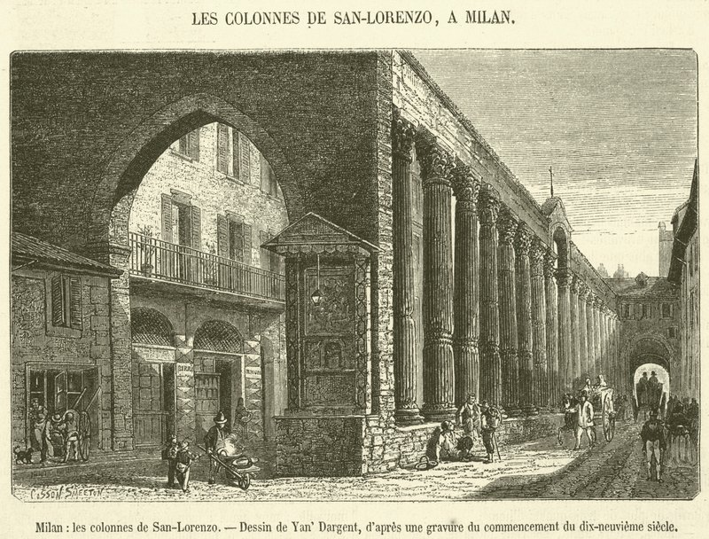 Milan, San-Lorenzo sütunları (gravür) by French School