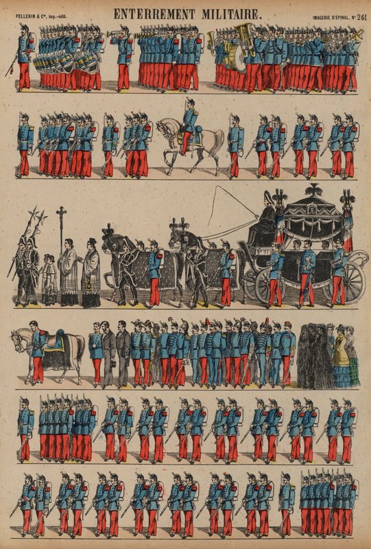 Askeri cenaze (renkli gravür) by French School