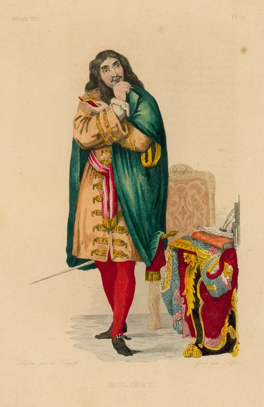 Moliere (renkli gravür) by French School