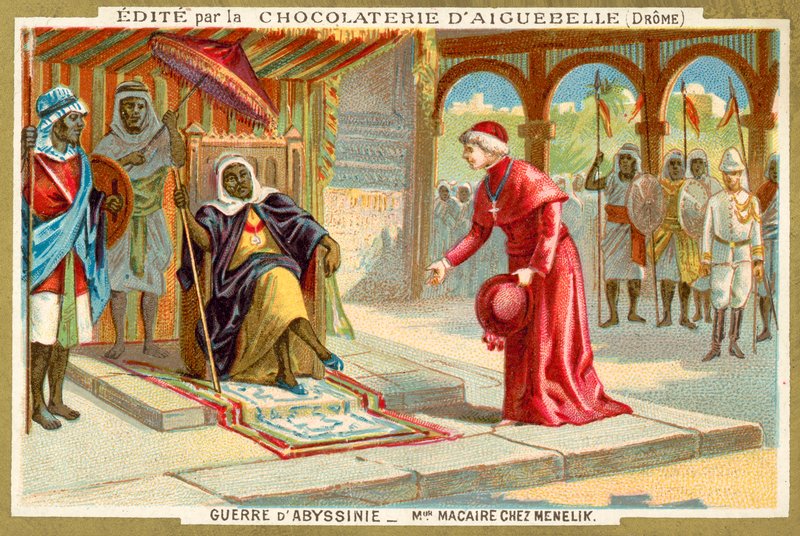 Monsenyör Macaire, Etiyopya İmparatoru II. Menelik, Birinci İtalya-Etiyopya Savaşı'nı ziyaret ediyor by French School