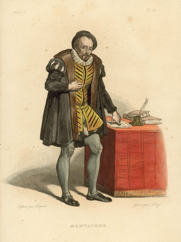 Montaigne (renkli gravür) by French School