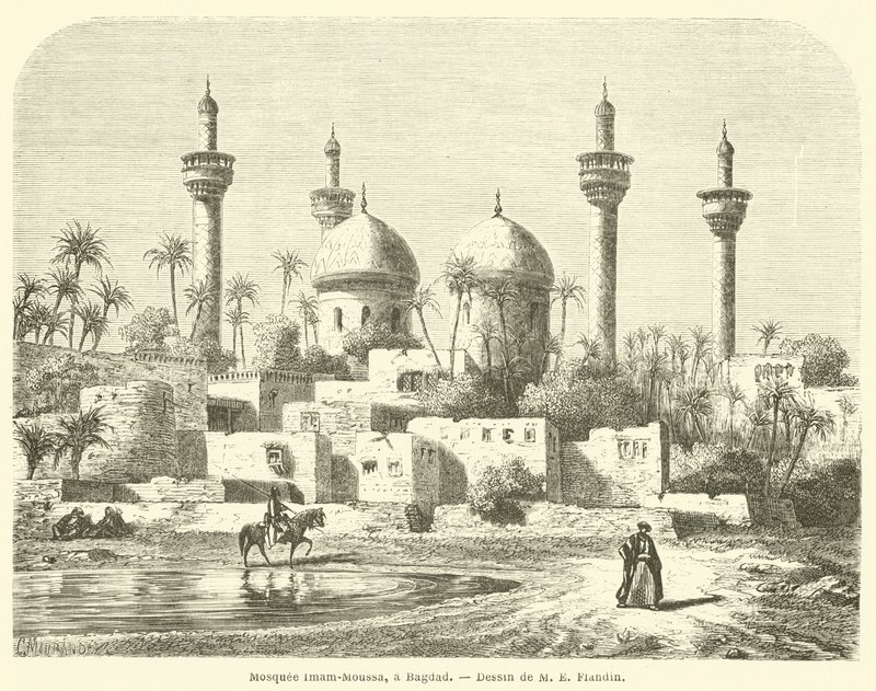 Mosquee Imam-Moussa, bir Bağdat (gravür) by French School