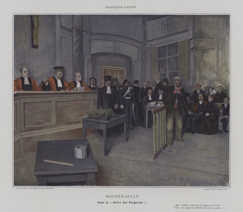 Mounet-Sully "Greve des Forgerons"ta (renkli taş) by French School