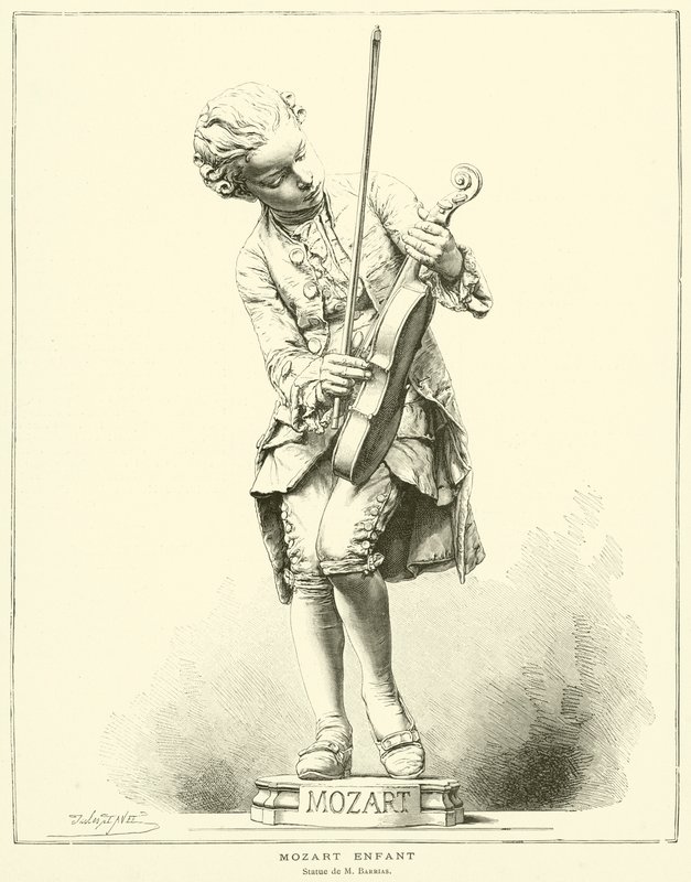 Mozart çocuğu, M Barrias Heykeli (gravür) by French School