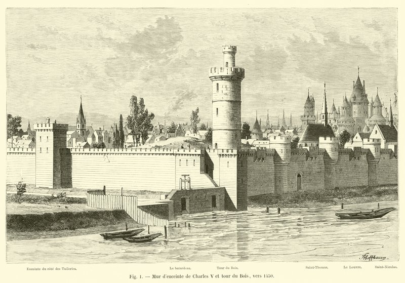 Charles V Duvarı ve Bois kulesi, 1450 dolaylarında by French School