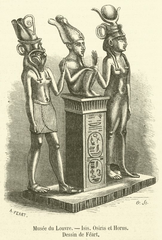 Louvre Müzesi, Isis, Osiris ve Horus (gravür) by French School