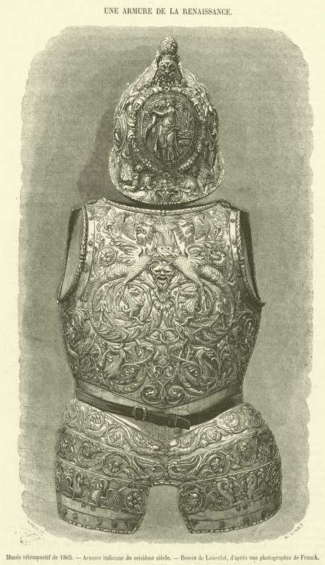 1865 retrospektif müzesi, on altıncı yüzyılın İtalyan zırhı (gravür) by French School