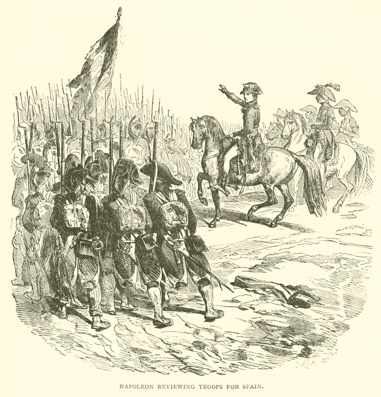 Napolyon İspanya için birlikleri gözden geçiriyor (gravür) by French School