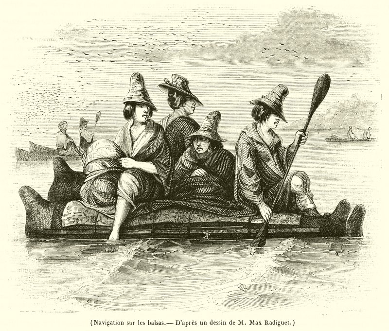 Balsalar üzerinde yelken (gravür) by French School