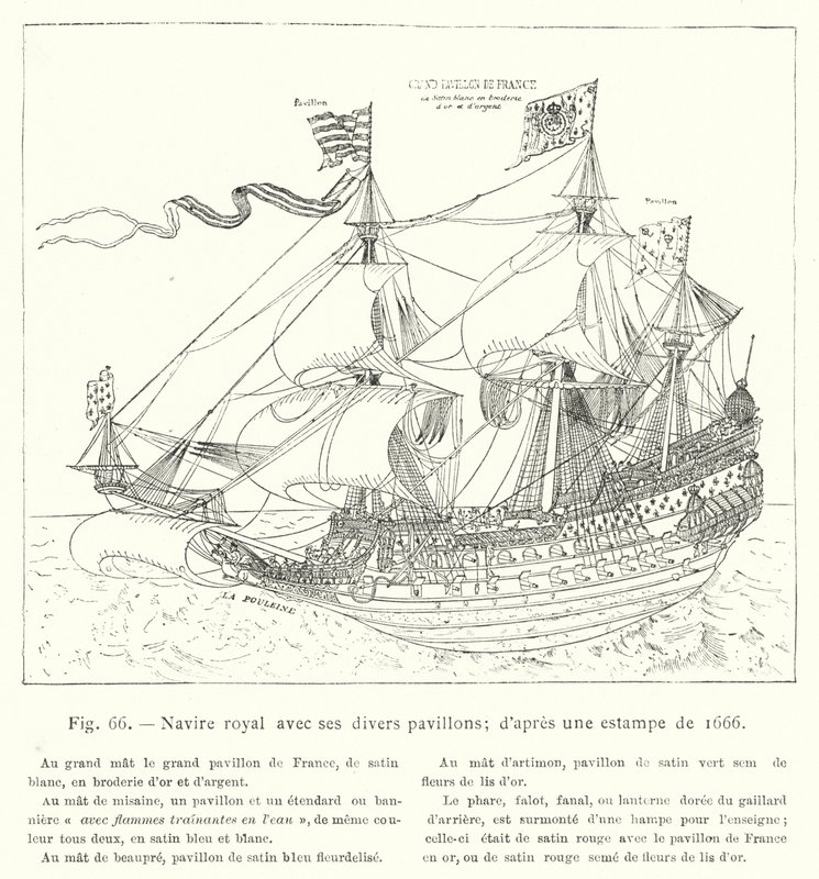 Çeşitli bayrakları olan kraliyet gemisi; 1666