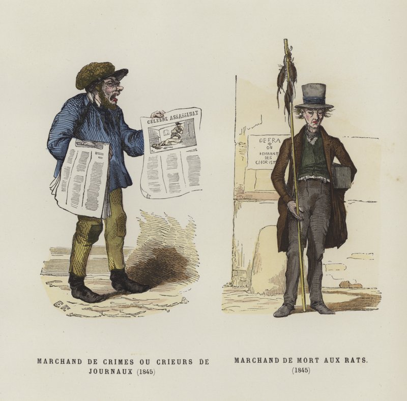 Gazete satıcısı ve fare avcısı, 1845 by French School