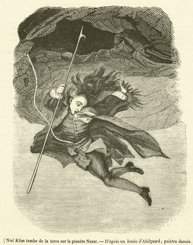 Niel Klim dünyadan Nazar gezegenine düşüyor (gravür) by French School