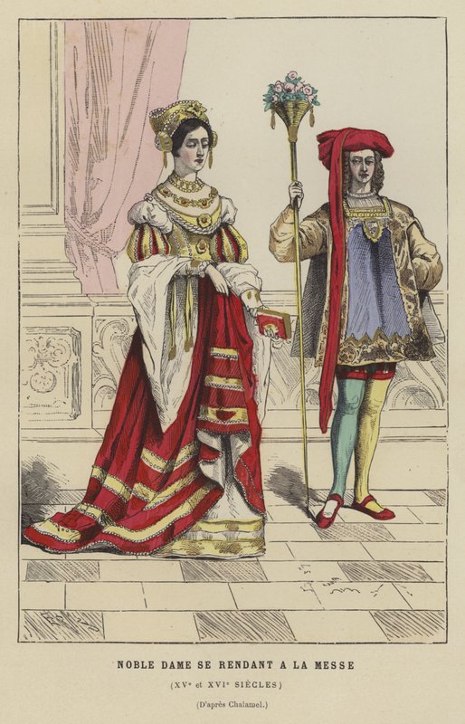 Ayine giden soylu kadın, 15. veya 16. yüzyıl by French School