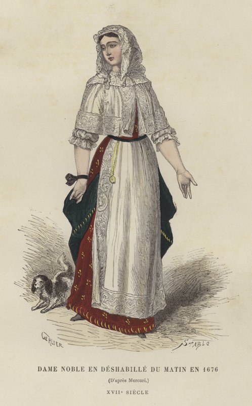 Sabah elbiseli asil kadın, 1676 by French School