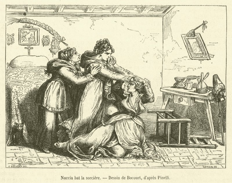 Nuccia bat la sorciere (gravür) by French School