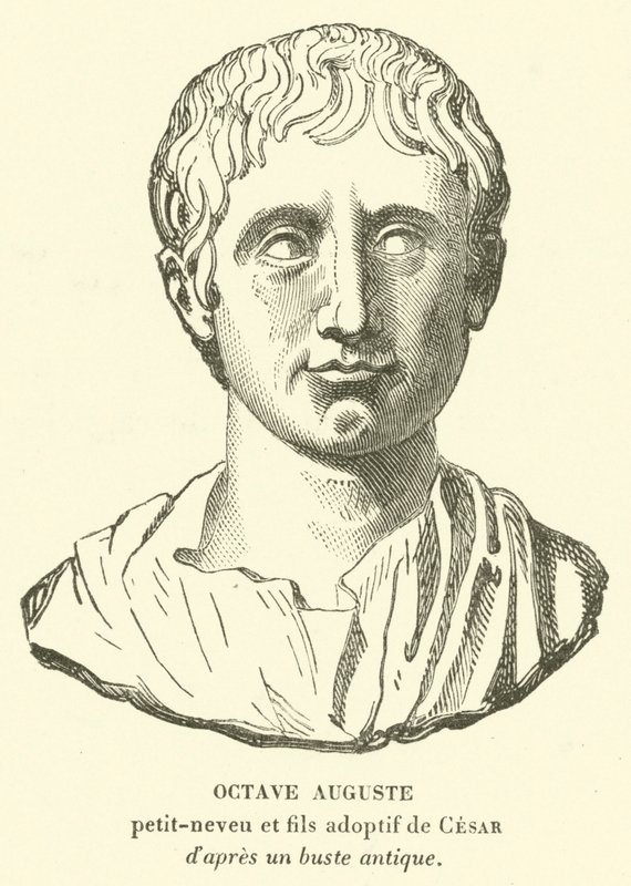 Octavian Augustus, büyük yeğeni ve evlatlık oğlu ve Julius Caesar
