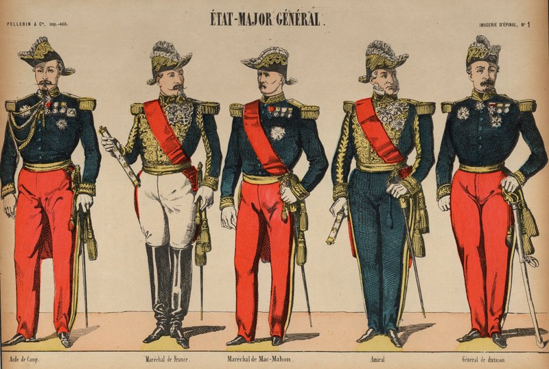 Fransız Genelkurmay Subayları (renkli gravür) by French School